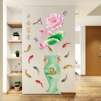New Chinese Wealthy Emerald Vase Lotus Wall Stickers main image 3
