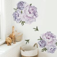 New Fashion Purple Peony Flower Group Wall Stickers main image 3