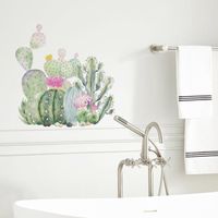 New Simple Green Cactus Succulent Wall Stickers main image 1