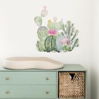 New Simple Green Cactus Succulent Wall Stickers main image 3