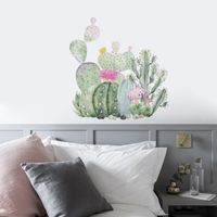 New Simple Green Cactus Succulent Wall Stickers main image 5