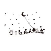 Nouveaux Stickers Muraux De Lune De Nuit Étoilée De Dessin Animé Créatif sku image 1