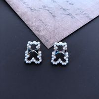 Full Diamond Bear Stud Earrings sku image 3