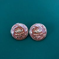 Round Rose 925 Silver Needle Earrings sku image 2