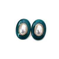 Vintage Oval Pearl Earrings sku image 8