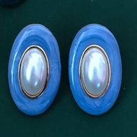 Vintage Oval Pearl Earrings sku image 9