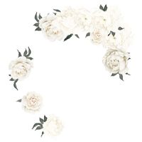 Mode Weiße Pfingstrose Blumengruppe Wandaufkleber sku image 1