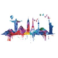 New Watercolor Architectural Landscape Wall Stickers sku image 1