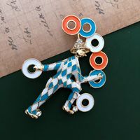 Blue And White Glaze Clown Brooch main image 1