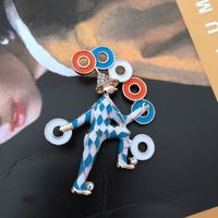 Blue And White Glaze Clown Brooch main image 4
