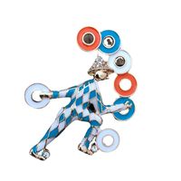 Blue And White Glaze Clown Brooch main image 6