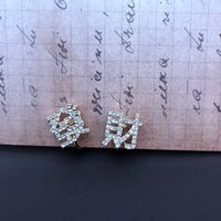 Full Diamond Bear Stud Earrings main image 3