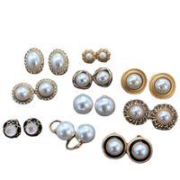 White Pearl Silver Needle Stud Earrings main image 6