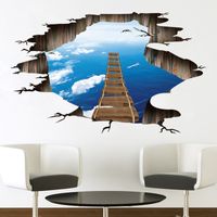 New Simple Sky Ocean Broken Bridge Floor Sticker main image 4