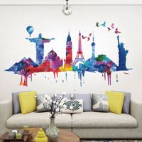 New Watercolor Architectural Landscape Wall Stickers main image 1