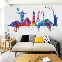 New Watercolor Architectural Landscape Wall Stickers main image 3
