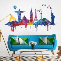 New Watercolor Architectural Landscape Wall Stickers main image 6