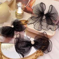 Korea New Wild Lace Black Bow Hairpin main image 3