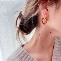 New Silver Needle Heart Shape Acrylic Retro Earrings main image 3