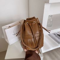 New Trendy Texture Fashion Messenger Bucket Bag sku image 4