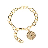 New Fashion Diamond Round Pendant Necklace Bracelet Set sku image 1