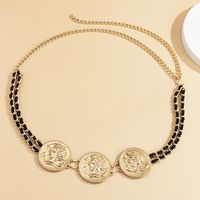 Retro Exaggerated Round Alloy Embossed Portrait Waist Chain main image 5