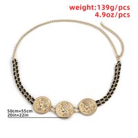 Retro Exaggerated Round Alloy Embossed Portrait Waist Chain main image 3