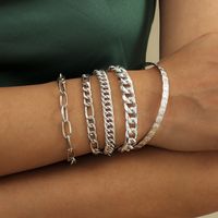 Simple Embossed Metal Bracelet Set main image 6