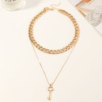 Hip Hop Thick Chain Metal Key Double-layer Necklace main image 1