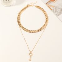 Hip Hop Thick Chain Metal Key Double-layer Necklace main image 2