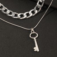 Hip Hop Thick Chain Metal Key Double-layer Necklace main image 3