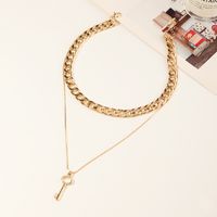 Hip Hop Thick Chain Metal Key Double-layer Necklace main image 5
