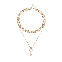 Hip Hop Thick Chain Metal Key Double-layer Necklace main image 6