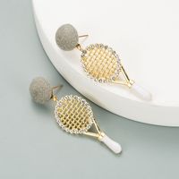 New Alloy Diamond Tennis Racket Earrings main image 4
