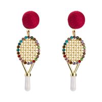 New Alloy Diamond Tennis Racket Earrings main image 6