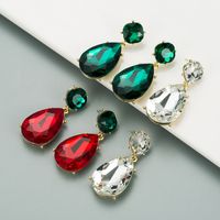 Alloy Drop-shaped Glass Earrings main image 1