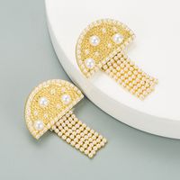 Creative Alloy Diamond-studded Pearl Mushroom Earrings main image 4