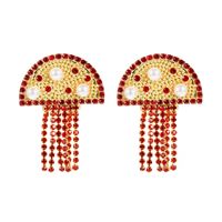 Creative Alloy Diamond-studded Pearl Mushroom Earrings main image 6
