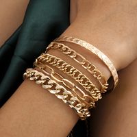 Simple Embossed Metal Bracelet Set sku image 1