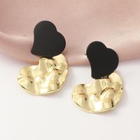 Fashion Retro Irregular Metal Heart Earrings sku image 1