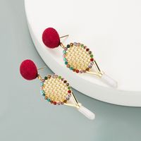 Nouvelles Boucles D&#39;oreilles De Raquette De Tennis En Alliage De Diamant sku image 3