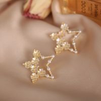 Simple Retro Pearl Flower Earrings main image 1