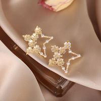 Simple Retro Pearl Flower Earrings main image 3
