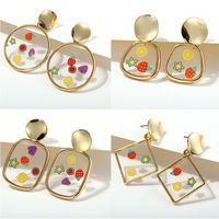 Creative Retro Fruit Geometric Earrings main image 4