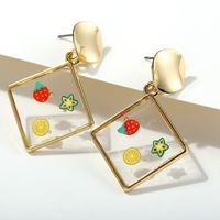 Creative Retro Fruit Geometric Earrings main image 5