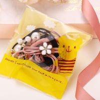Creative Pearl Flower Pink Black Hair Rope Set Sets main image 3