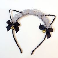 Cute Lace Cat Ears Bowknot Bell Headband sku image 4