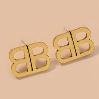 Metal Double B Letter Earrings main image 2