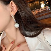 Retro Diamond Pearl Long Earrings main image 4