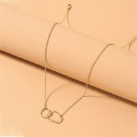 Metallic Geometric Double-ring Interlocking Pendant Necklace main image 1